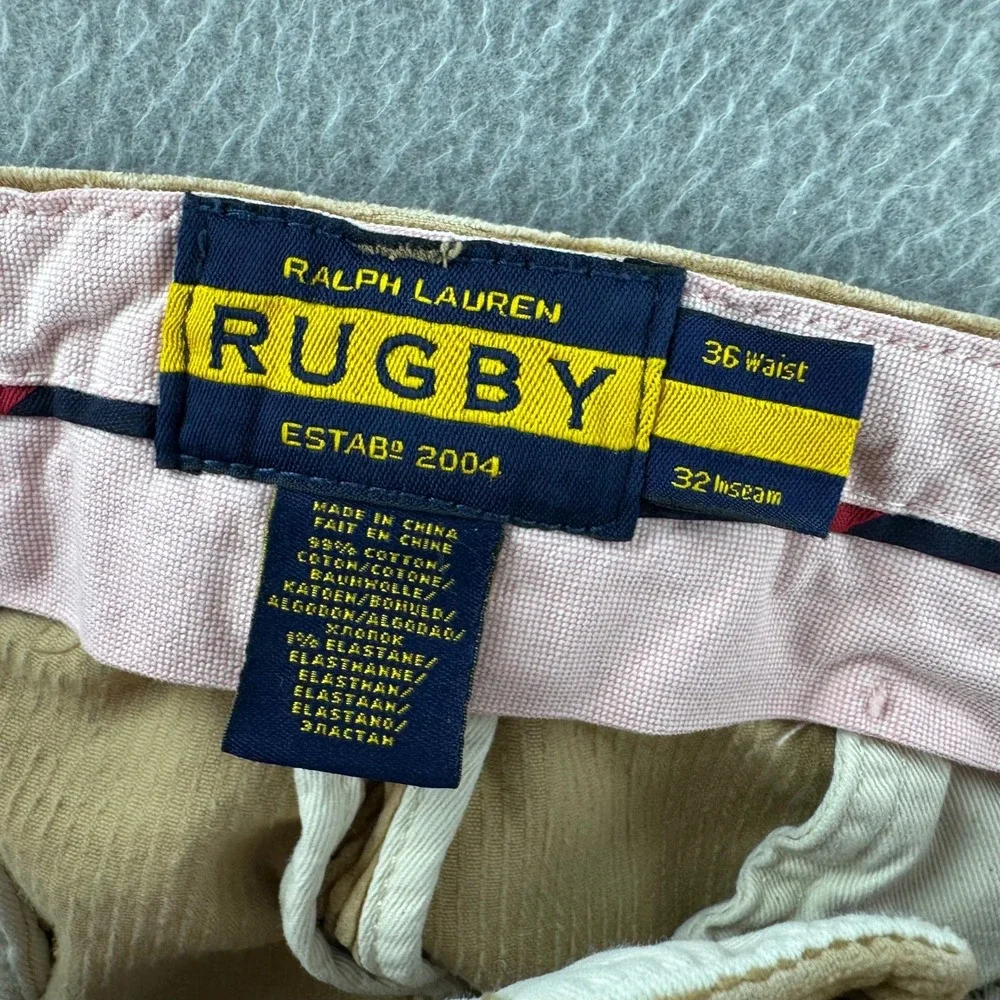 Ralph Lauren Rugby Pants Mens 36 (Fits 36x30) Beige Corduroy Cotton Chino